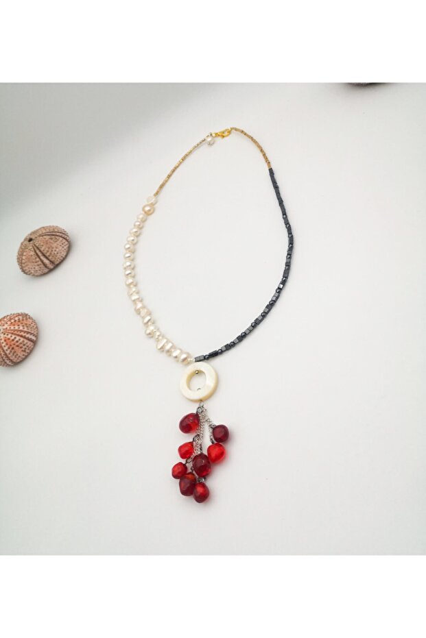 Murano Nar Taneli Inci Kolye - 1