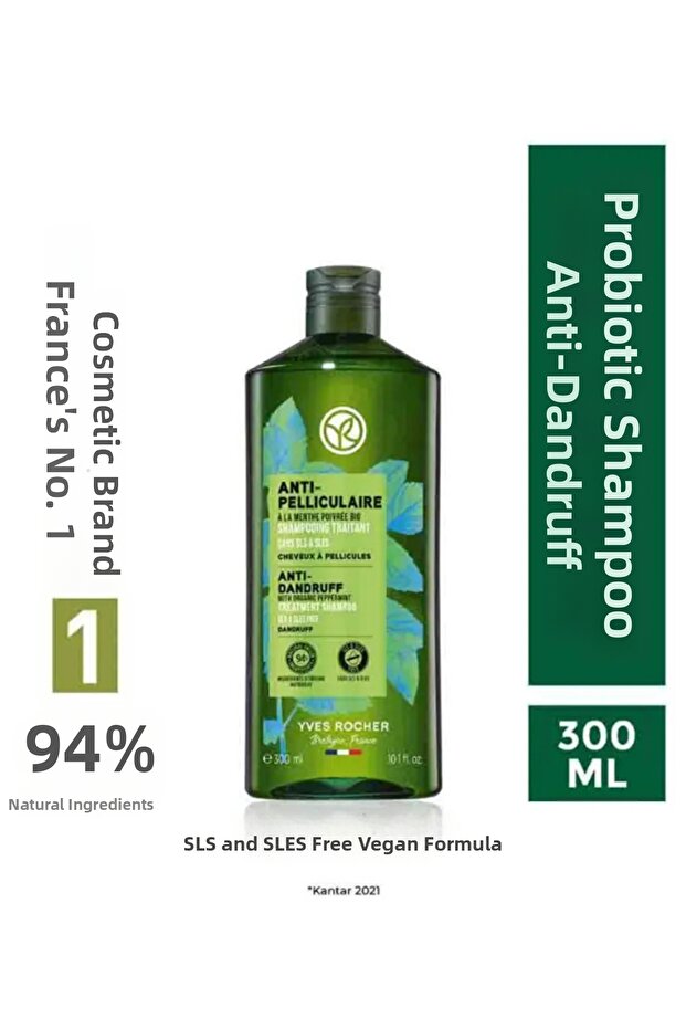 Fresh Mint and Pomegranate Extract Anti-Dandruff Purifying Shampoo 300 ml Sls Sles Free