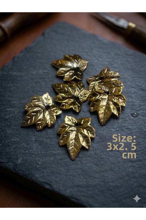 Gold Plastic Leaf Beads Handcrafted Jewelry Material 3X2.5Cm 100Pcs
