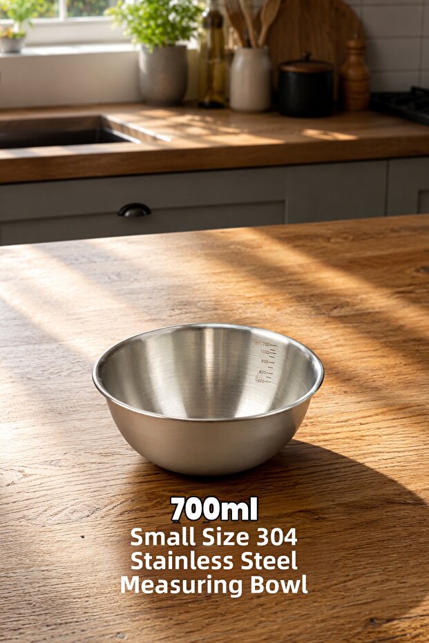 Korean Style Mixing Bowl with Scale - Professional 304 Quality Stainless Steel - Multi-Purpose Bowl for Life