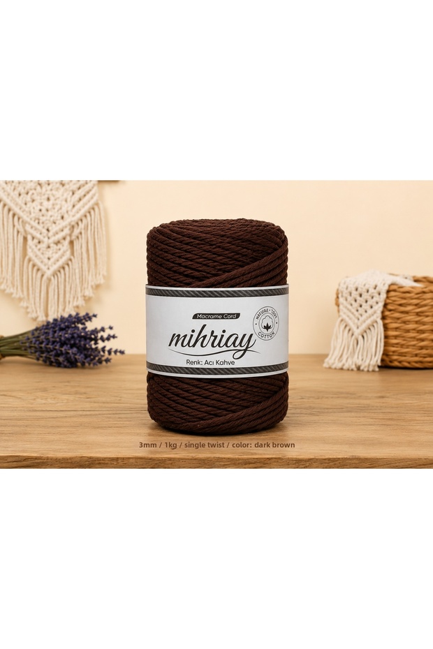 Single Twist 3 mm Macrame Cord 1 kg 100% Cotton Combed Cord