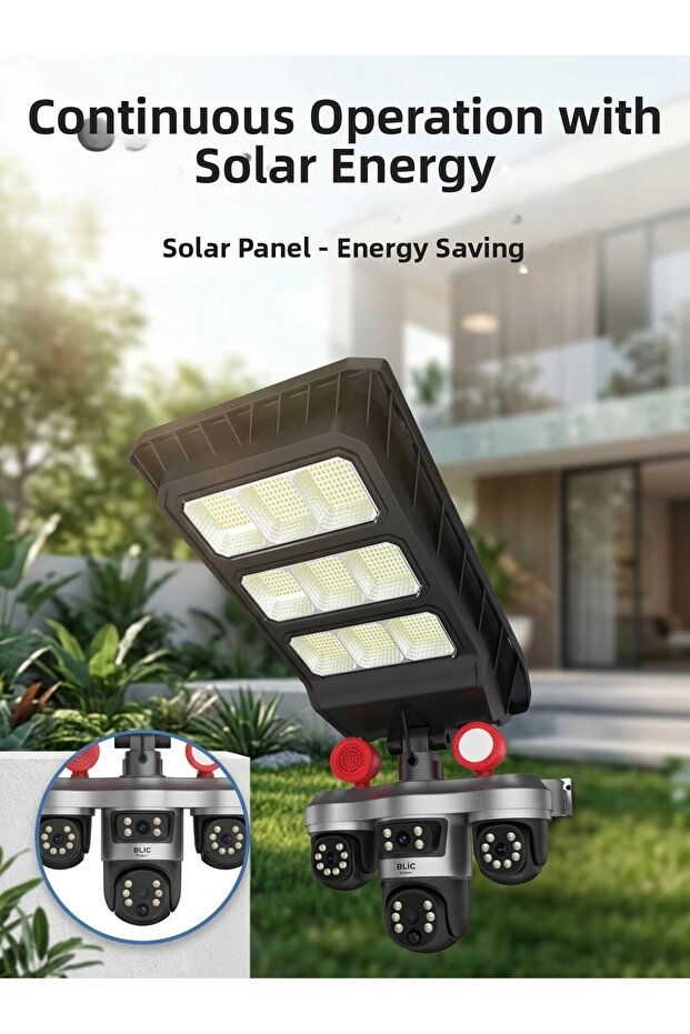 Solar Panel Smart Security Camera with Led Floodlight