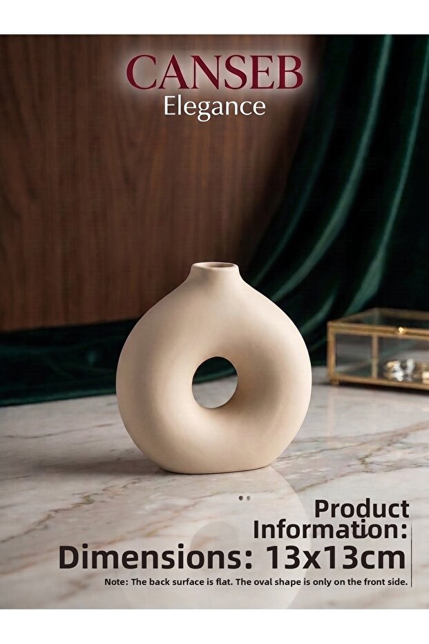 13X13Cm - Premium - Decorative Donut Vase - Hand-Painted Craftsmanship