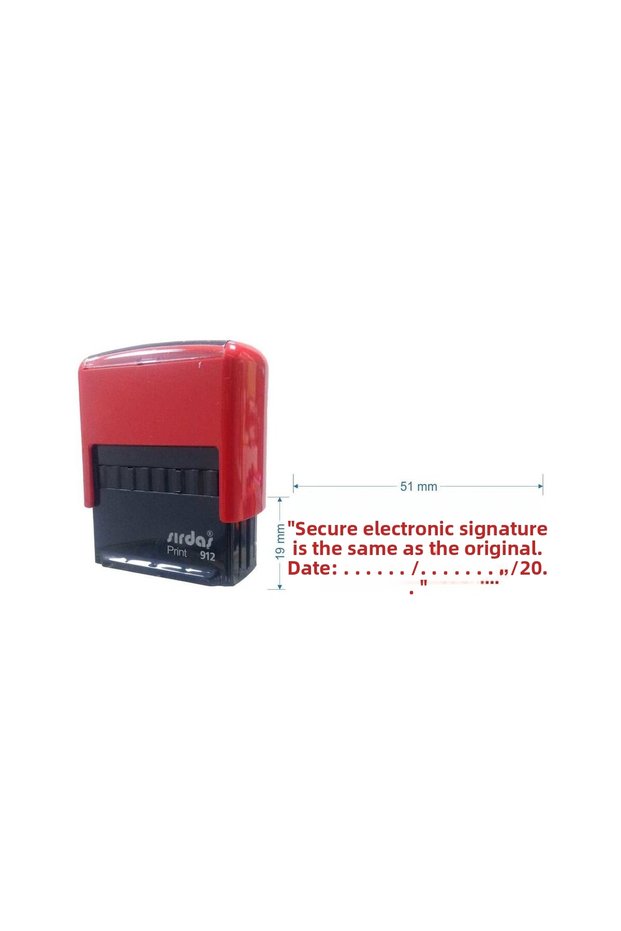 912 Kaşe Kırmızı Machine Red Felt with the Text'Secure Electronic Signature'