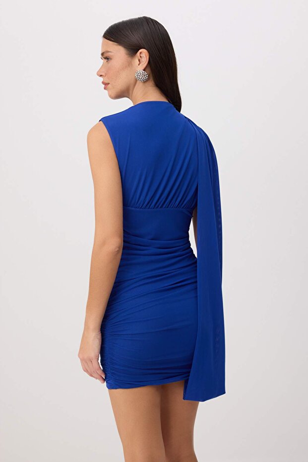Saks Drapeli Tül Mini Astarlı Elbise TPRSS26EL00170 - 4