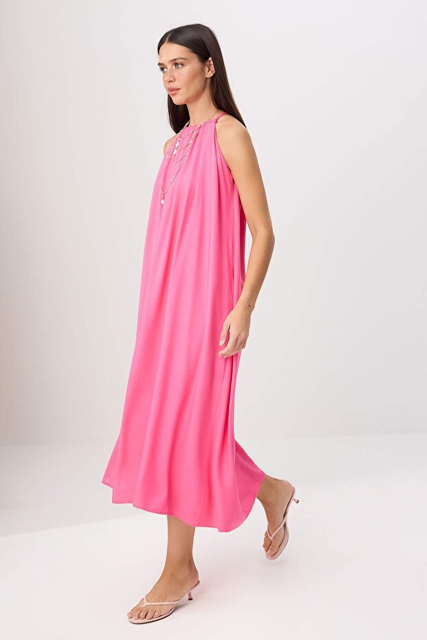 Pembe Düz Düz Kesim Maxi Dokuma Elbise TWOSS25EL00257 - 2