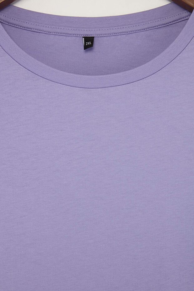 Lila-Sarı-Ekru 3'lü Paket Büyük Beden T-shirt TBBSS25BF00071 - 10