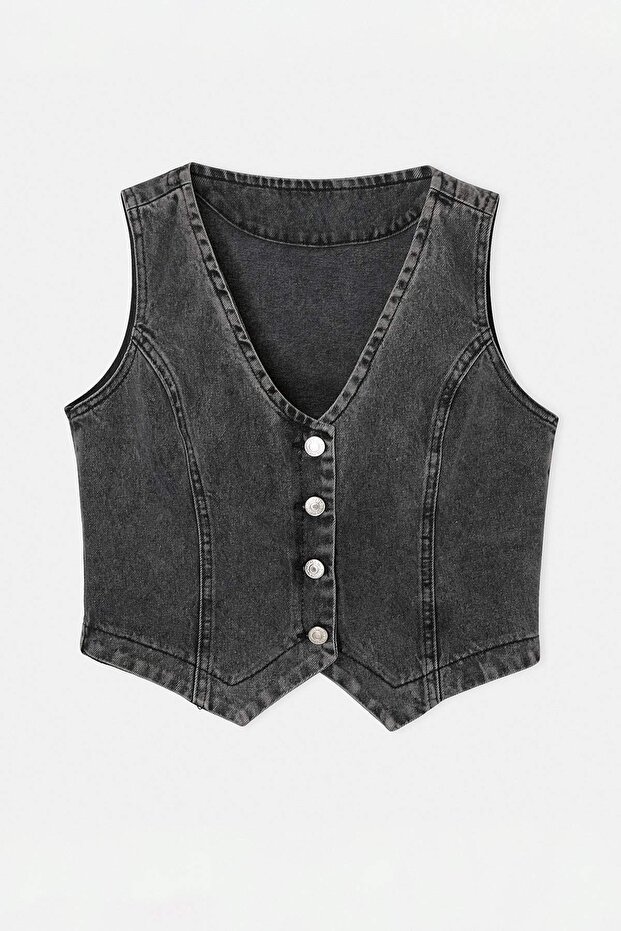 Antrasit Denim Yelek TDRSS26YE00004 - 5