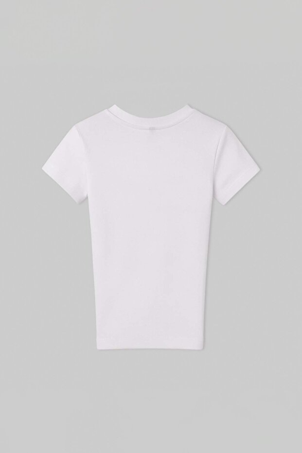 Beyaz Düz Örme T-Shirt TKDSS26TS00081 - 5