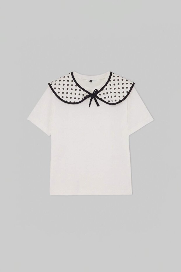 Ekru Düz Örme T-Shirt TKDSS26TS00067 - 3