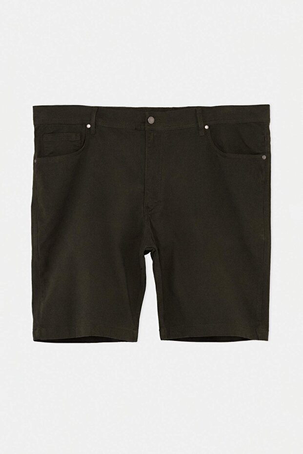 Büyük Beden Haki Regular Fit Esnek Kumaş Şort & Bermuda TMNSS26AP00008 - 4