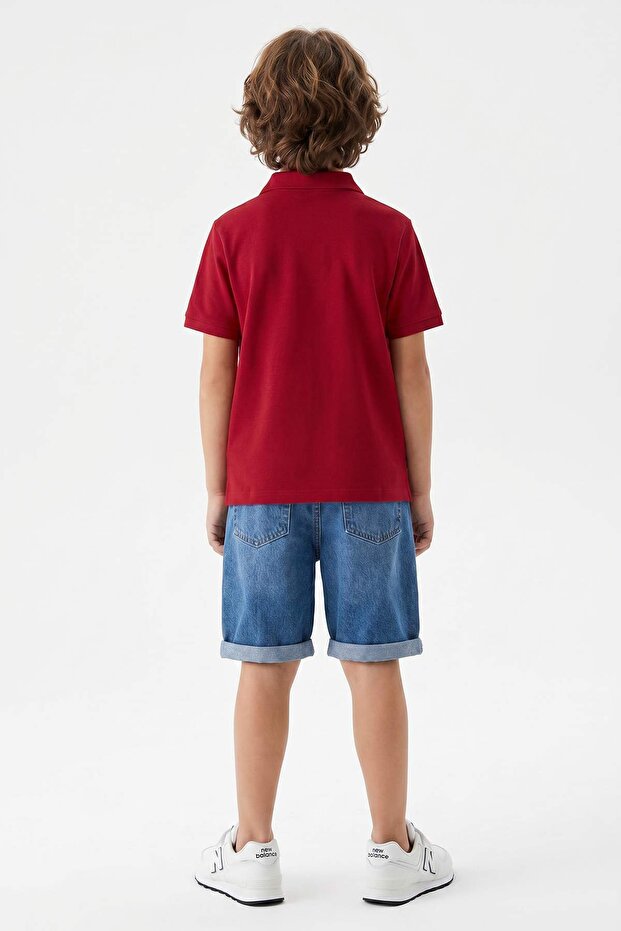 Bordo Düz Örme T-Shirt TKDSS24TS00022 - 2