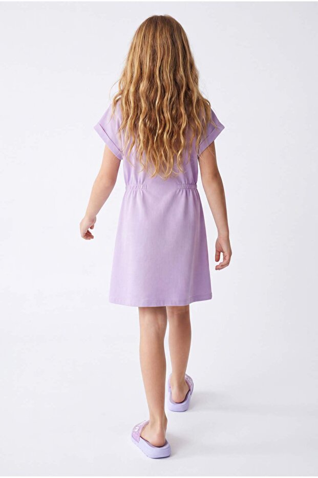 Lila Kısa / Mini Düz Örme Elbise TKDSS26EL00033 - 3