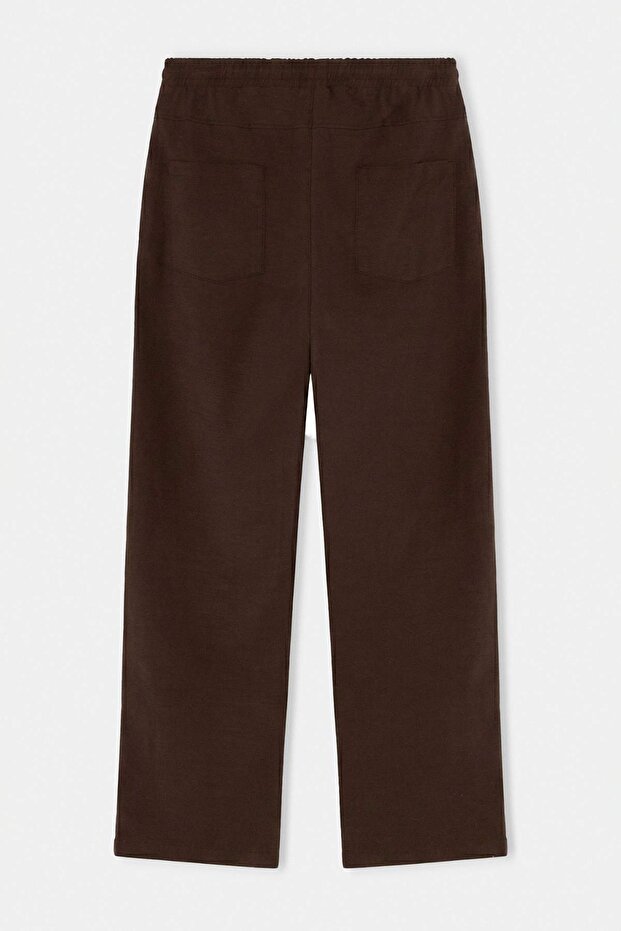 Kahverengi %100 Pamuk Mevsimlik Cepli Beli Lastikli Baggy Erkek Pantolon TMNAW27PL00008 - 3