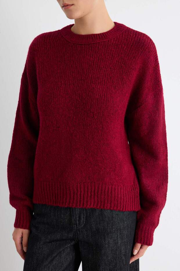 Bordo Geniş Kalıp Yumuşak Dokulu Basic Triko Kazak TWOAW23KZ00185 - 4