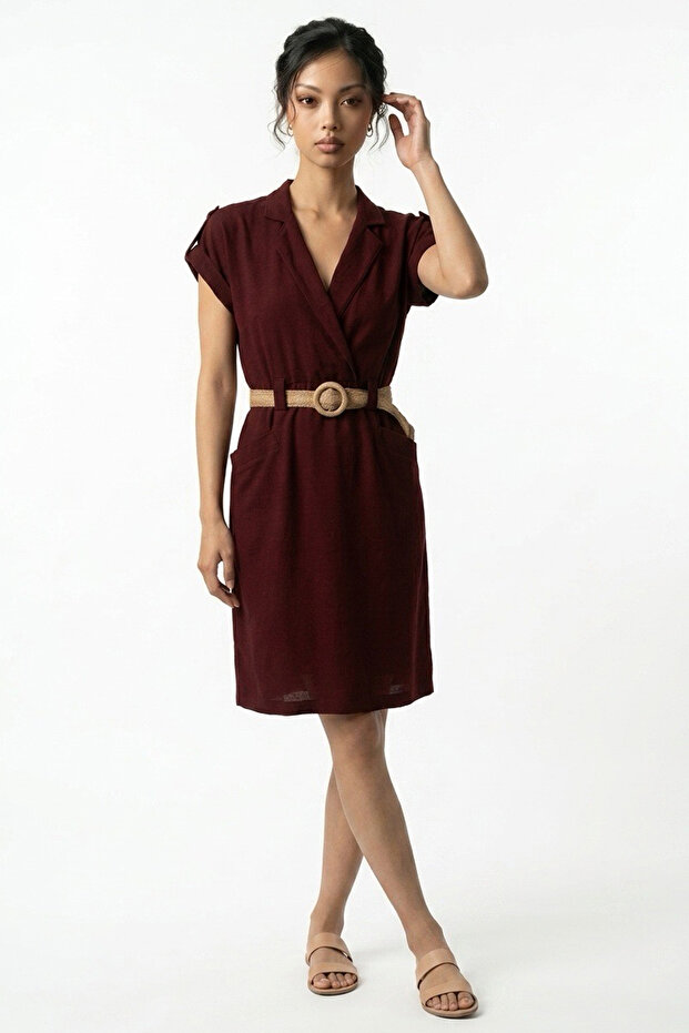 Women's Bag Pocket Belted Dress