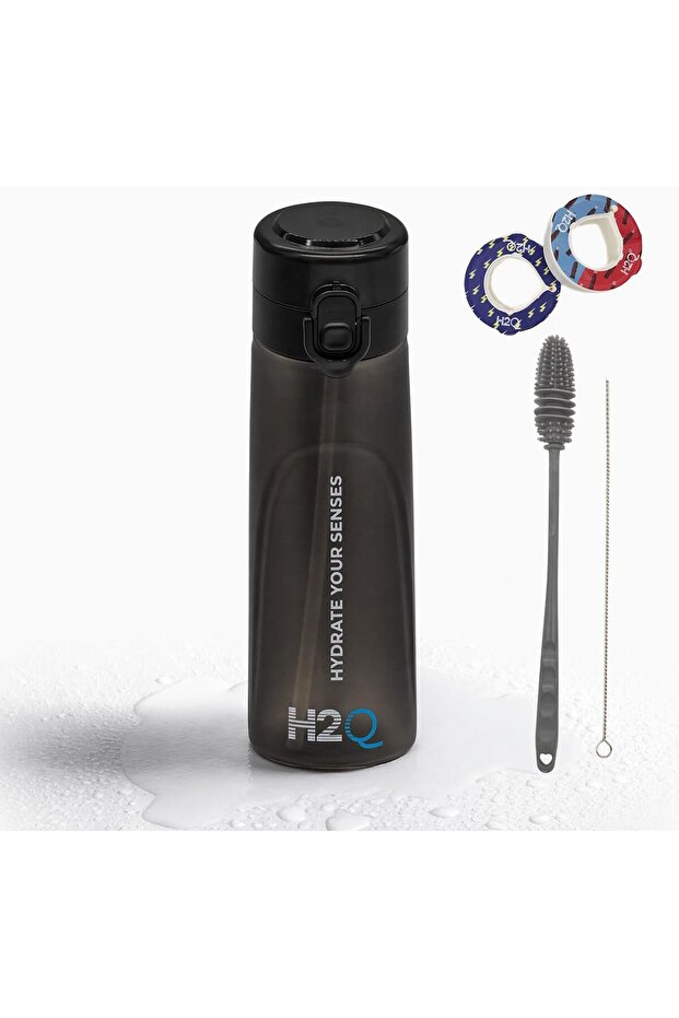 G2 Tritan Air Scented Water Bottle, 650ml, Black, Leakproof Design, 2 Free Random Scented Pods+Cleaning Kit