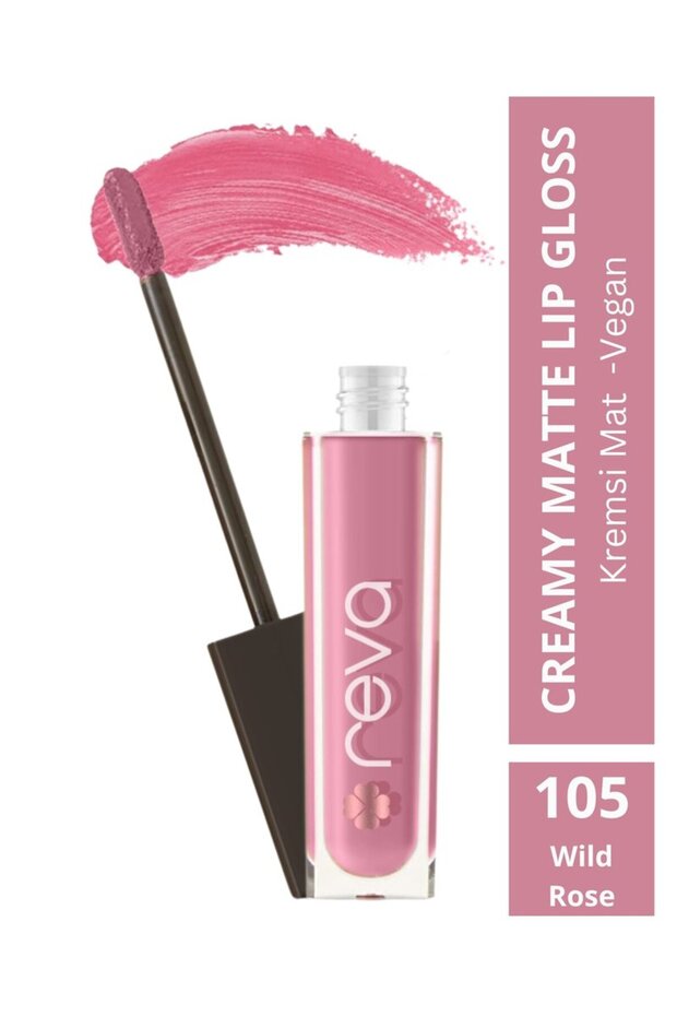 Creamy matte lip gloss wild rose - matte cream lip gloss - no: 105 - vegan & clean content