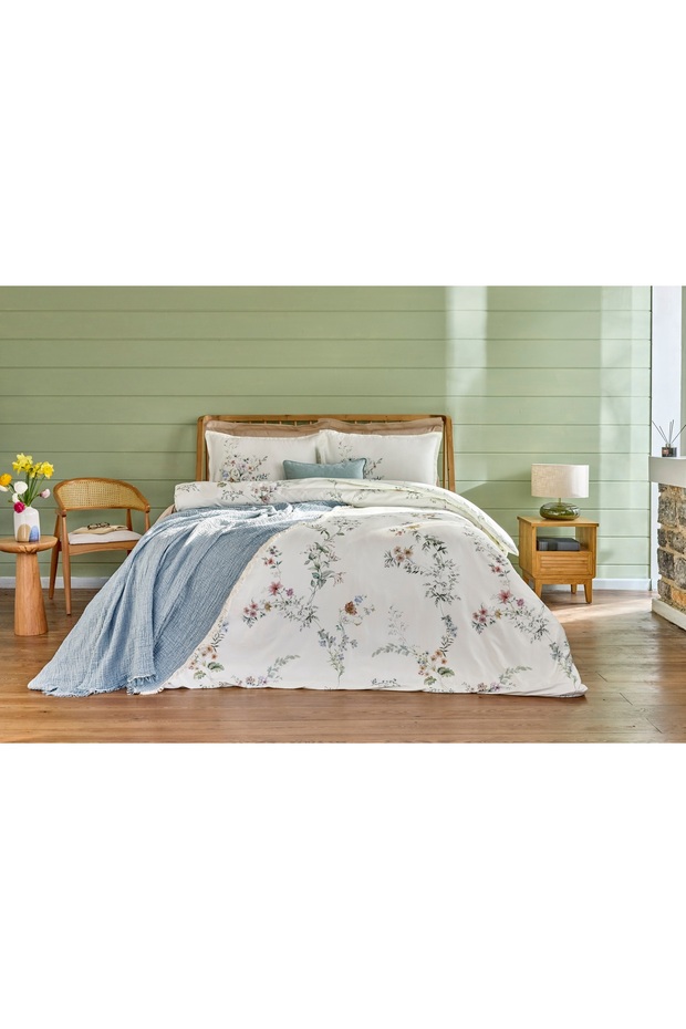 Allday Miren Cotton Saten Double Duvet Cover Set Green
