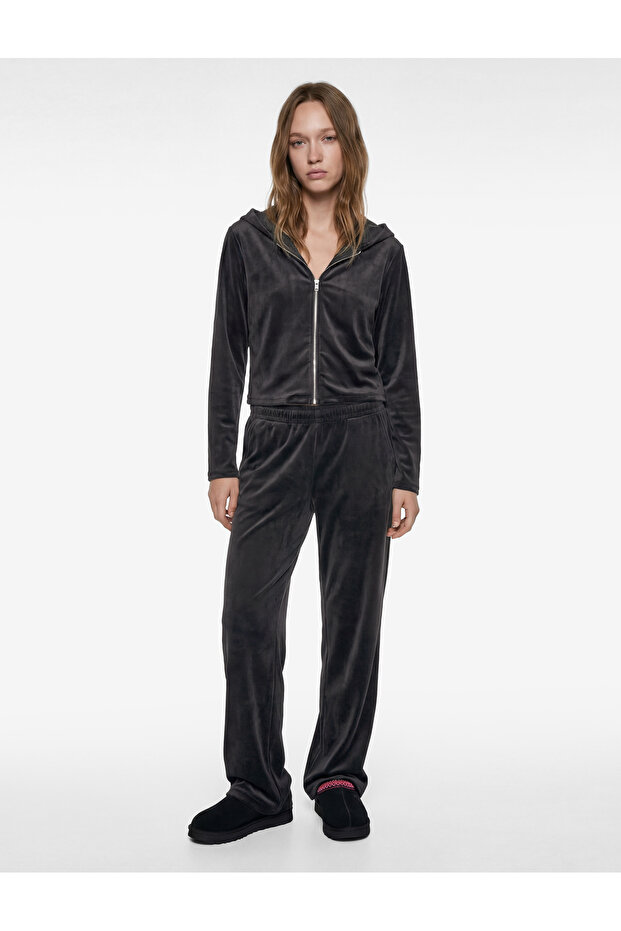 Zippered Long Sleeve Comfortable Fit Hooded Crop Pajama Top
