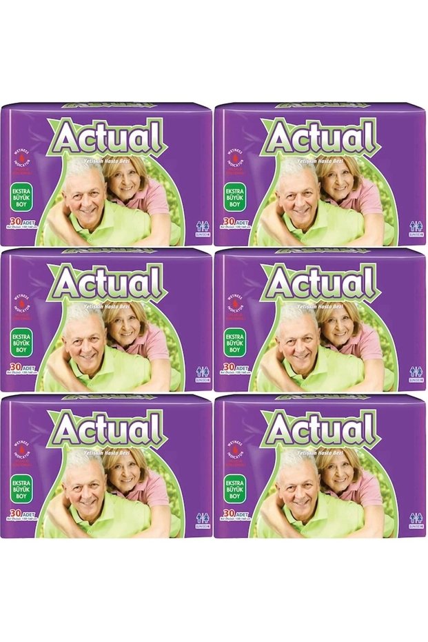 Actual Adult Diapers with Waist Band XL - Extra Large - Extra Large 180 Pieces (6Pk*30)
