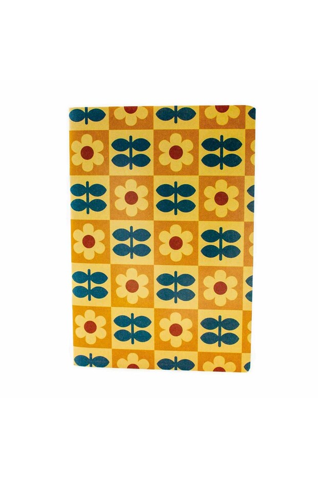 Floral Pattern Checked Notebook for Daily Use - Unlined, A5 Size