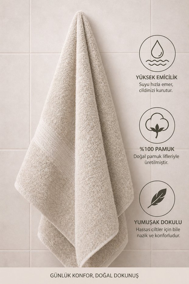 Vanilla 50 X 90 Hand and Face Towel 100% Cotton High Absorbent Sports Fitness Hairdresser/Barber Towel