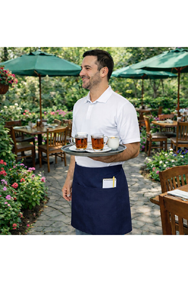 Chef Waiter Apron (Dark Blue 50X70) Stain and Liquid Repellent Fabric