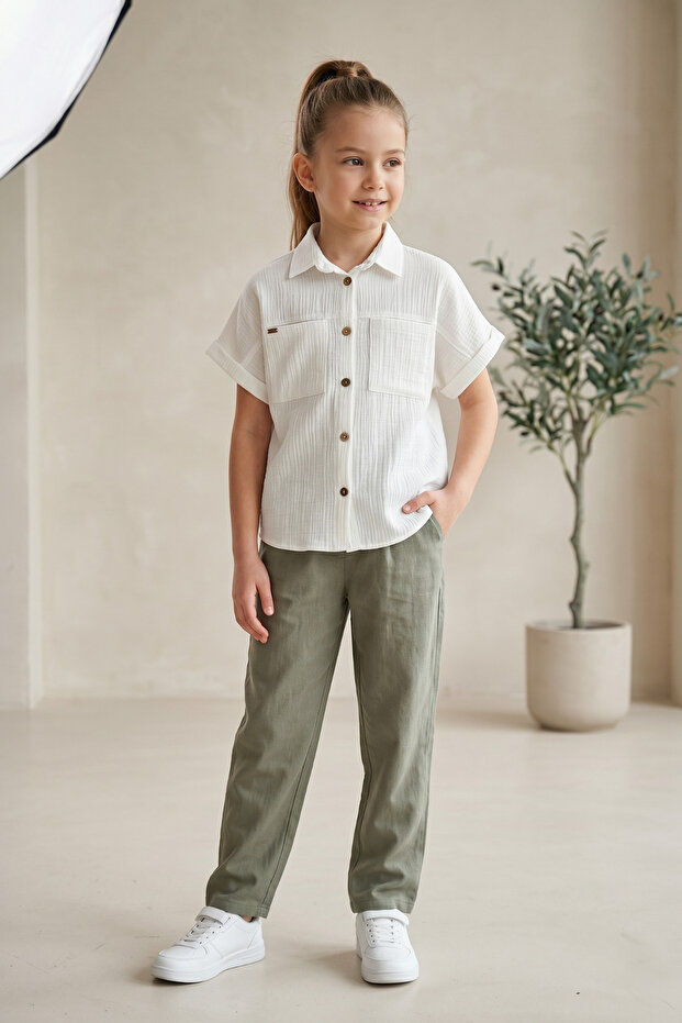 Happy Double Pocketed Girl Shirt