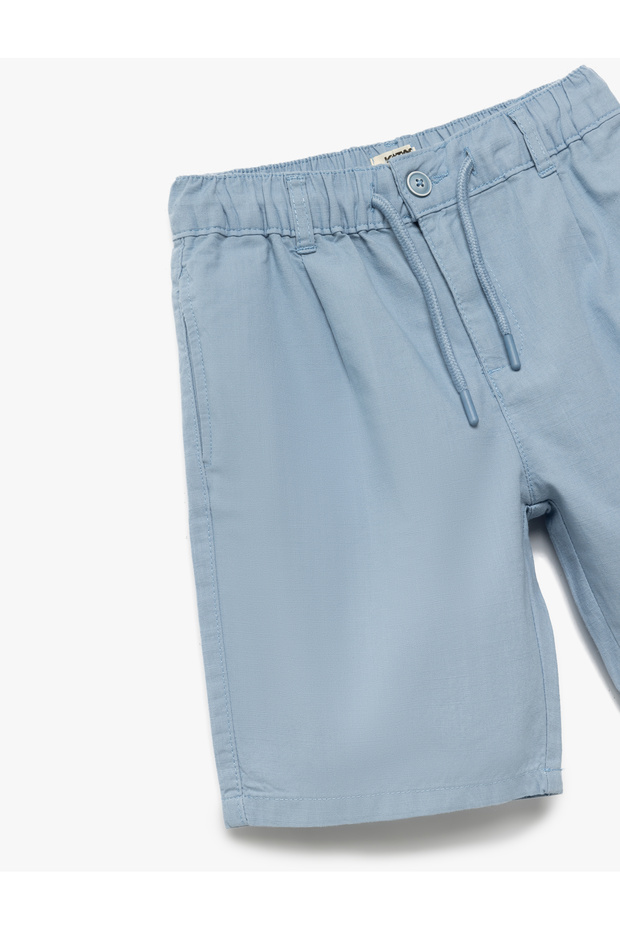 Pamuklu Beli Lastikli Düğme Detaylı Basic Şort - 5