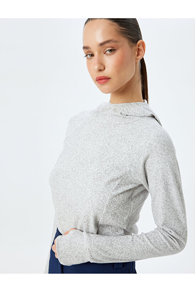 White Patterned Women's Sweatshirt 5Wak10005Nk