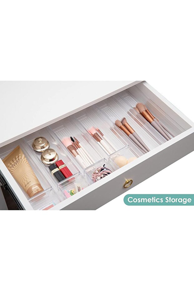 10-Piece Desktop Storage Box Set, Stackable Divider Trays, Multiple Sizes, Clear & Non-Toxic