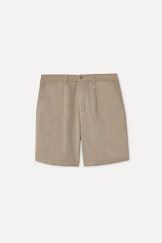 Men's Beige Color Straight Fit Shorts