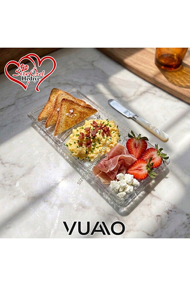3-Compartment Serving Plate Transparent Glass Snack Plate Breakfast Presentation Plate Sauce Bowl Divided Plate Mezzanine Plate Breakfast Snack Sauce Fruit Vegetable Serving Set Luxury Rectangular Salad Presentation Plate Dishes Catering Presentation