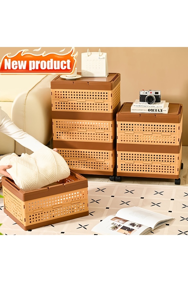 Foldable Storage Basket With Wheels - 1