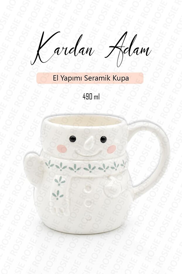 Ceramic Mug with Snowman Figure, Cup for Tea and Coffee 490 ml