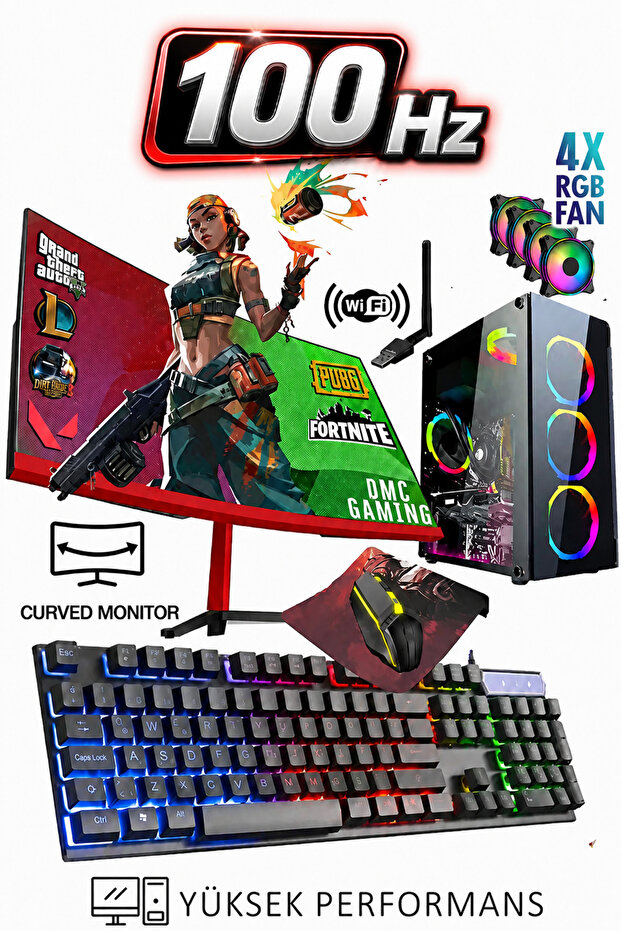DMC N90x (GTA 5) I7-860,16GB RAM,256GB SSD,4GB R7240 128BİT,24"100hz Curved Oyuncu Masaüstü Bilgisayar