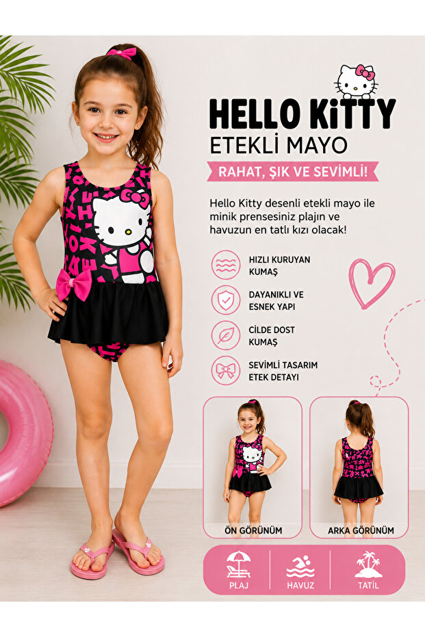 Girls' Hello Kity Patterned Swimsuit