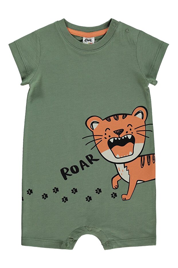 Roar Printed 6-18 Month Overalls - Khaki