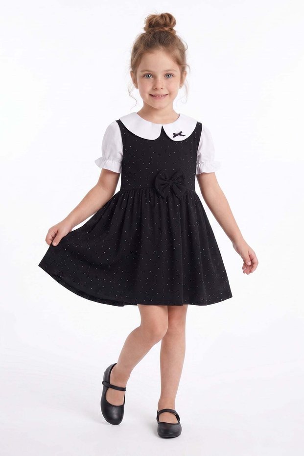 Stoned Baby Collar Bowknot Girl's Dress