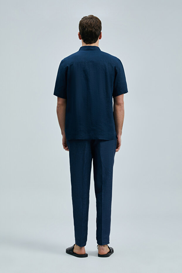 Bert Erkek Basic Gömlek Comfort Fit Lacivert - 6
