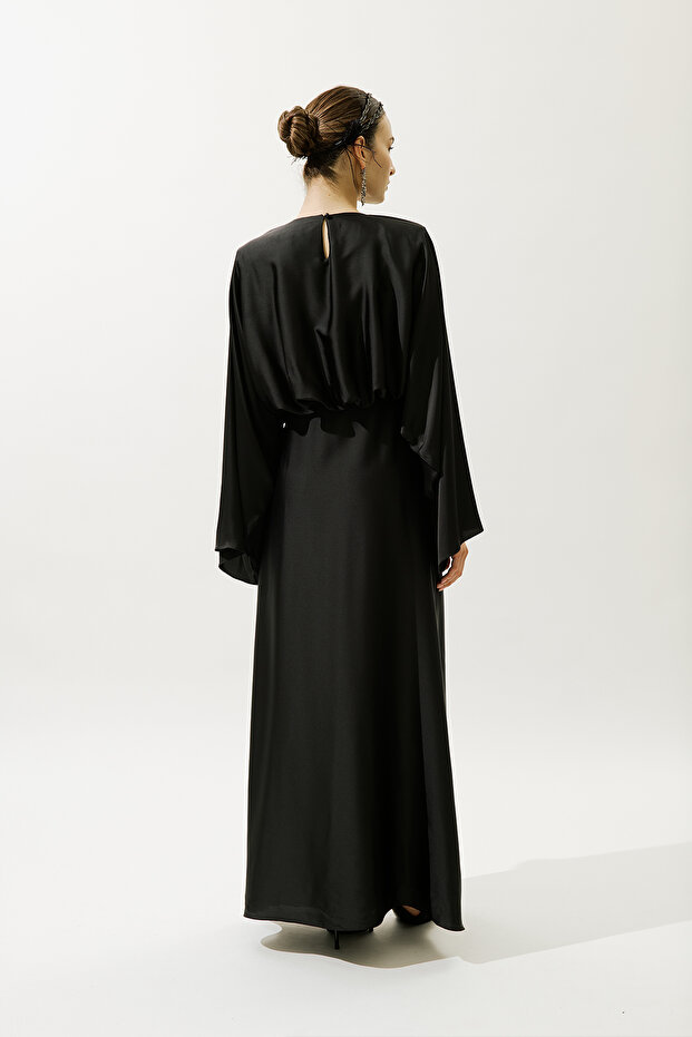 Rochie de seara ADELE SATIN NEGRA - 6