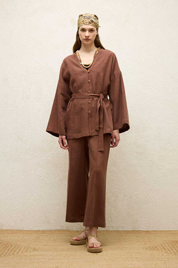 Buttoned Linen Shirt Tree Bark - 2