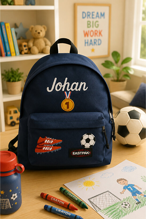 Personalized Kids Backpack – Soccer Edition (Navy)
