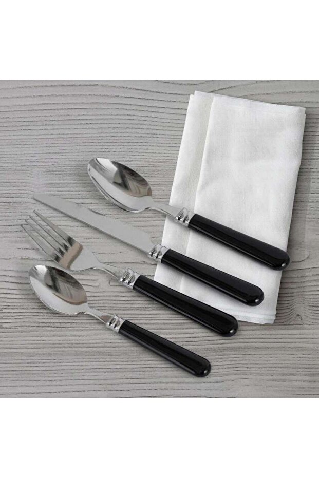 Wilko 16-piece Cutlery Set -chrome & Black