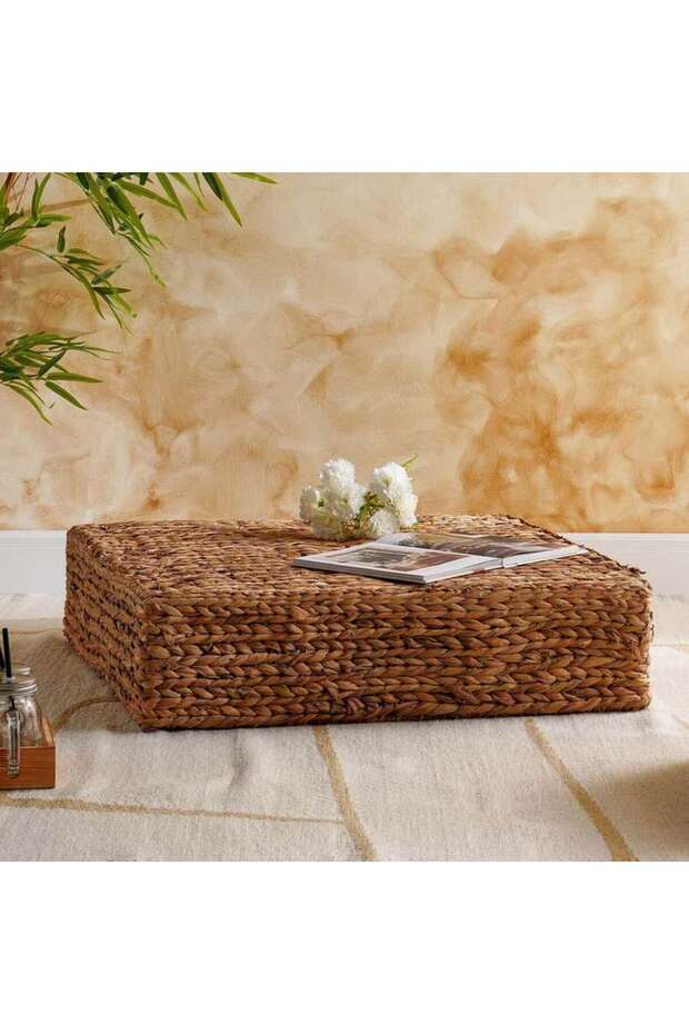 Amelie Water Hyacith Square Flat Pouf 78x78x20cm - Natural