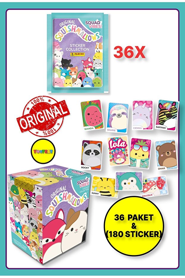 Panini Squishmallows Sticker - Sticker, 36 Pack (180 Pieces)