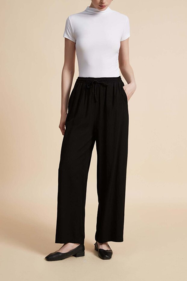 Solid Wide-Leg Pants - 4