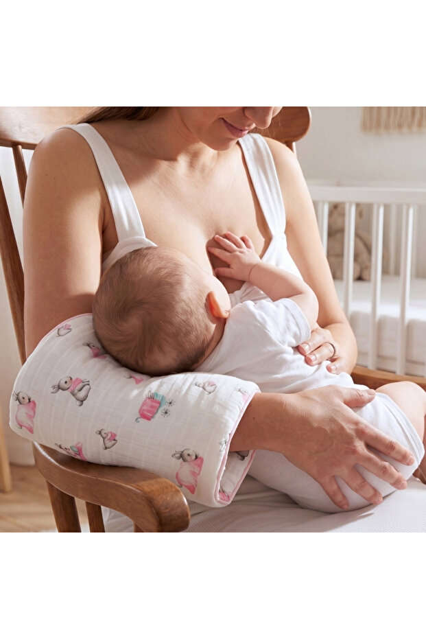وسادة الرضاعة الطبيعية العملية المصنوعة من القطن بنسبة 100% من Lapin Rose - Bébé