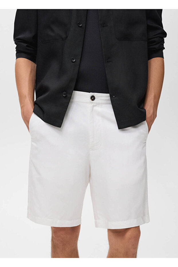 Bermudashorts aus Leinenmischung mit elastischem Bund - 6
